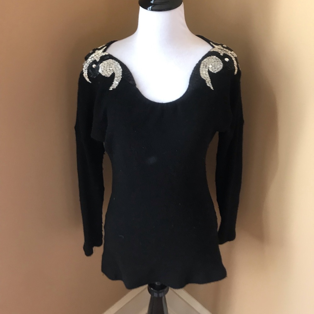 Sky 🌌 LS Sweater with beaded work on shoulders